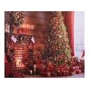 Clayre & Eef Kerst Achtergronddoek 180x210 cm Bruin Textiel Kerstboom