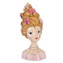 Decoration Bust Woman Beige Pink 16x14x33 cm