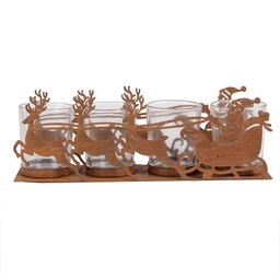 [6Y5937] Tealight Holder Christmas sledge Brown 25x8x8 cm