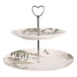 [TRBET] 2-Tier Cake Stand White, Green Ø 26x24 cm