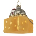 Christmas Bauble Yellow Grey 8x8x8 cm