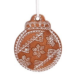 [6PR5316] Dekoration Anhänger Weihnachtskugel Braun Weiß 8x2x10 cm
