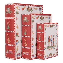 [66775] Scatola immagazzinaggio Bianco Rosso (3) 27x22x7 / 22x17x6 / 17x12x4 cm