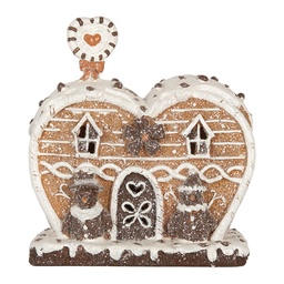 [6PR5826] Decorazione Casa con LED Marrone Bianco 18x10x19 cm