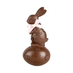 [6PR5204] Décoration Lapin sur uf Marron Rose12x10x25 cm