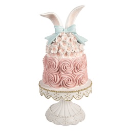 [6PR5929] Décoration gâteau Blanc Rose Ø 17x35 cm