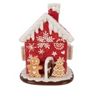 Clayre & Eef Storage Jar Lid Gingerbread house Ø 22x28 cm Red Ceramic