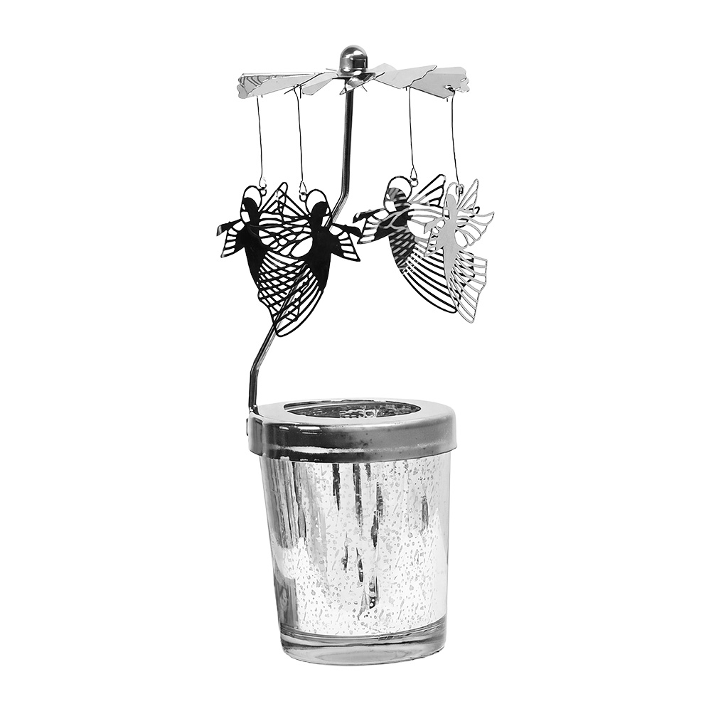 Tea light carousel Silver colored Ø 8x17 cm