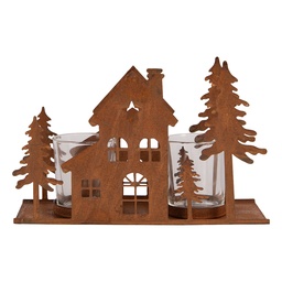 [6Y6132] Porte-lampes Maison Marron 20x8x12 cm