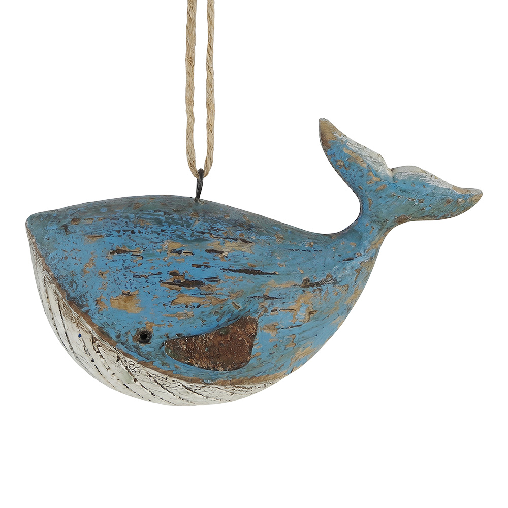 Decoration hanger Whale Blue White 15x6x9 cm