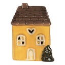 Decoration House with LED Yellow Brown 7x6x10 cm