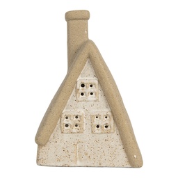 [6CE2174M] Dekoration Haus mit LED Beige 15x10x21 cm