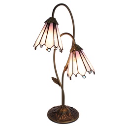 [5LL-6251] Lampe de table Tiffany Rose Marron 35x18x61 cm E14/max 2x25W