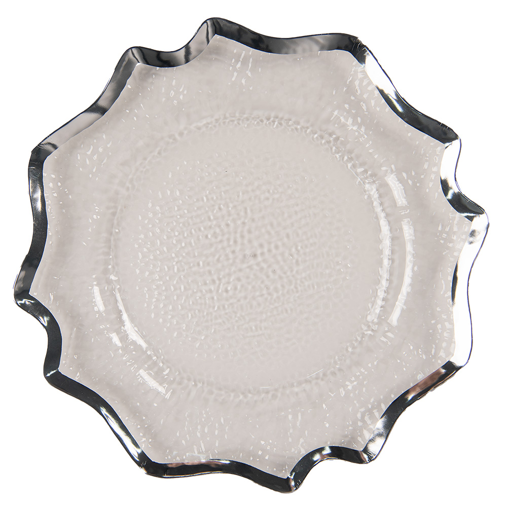 Presentation Plate Transparent, Silver color Ø 33x1 cm