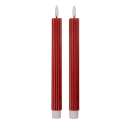 [6CA0002R] Kaars met LED set van 2 Ø 2x25 cm / 2xAAA