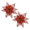 Décoration de Noël Fleur (set 2) Rouge Ø 15x2 cm