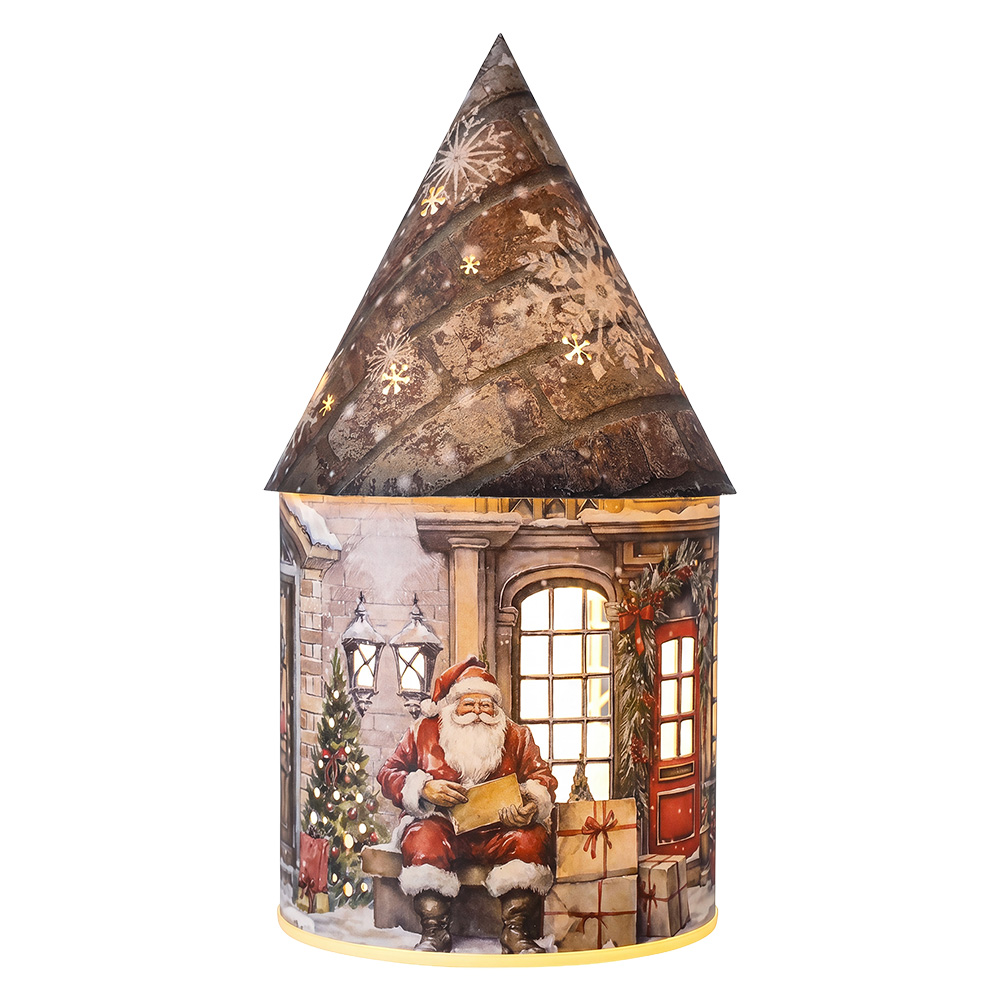 Dekoration Haus mit LED Braun Rot Ø 11x21 cm / 3xAA