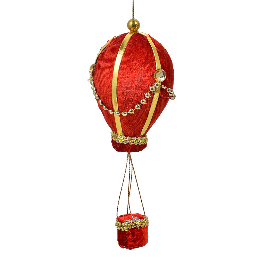 Décoration de Noël Pendentif Montgolfière Rouge Couleur or Ø 8x20 cm