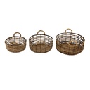 Cestini portaoggetti set di 3 Marrone Ø 39x15 / Ø 34x13 / Ø 29x11 cm