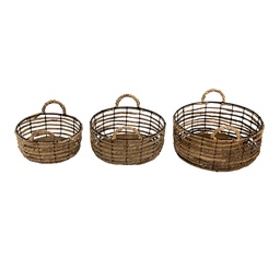 [6RO0543] Paniers de rangement (set de 3) Marron Ø 39x15 / Ø 34x13 / Ø 29x11 cm