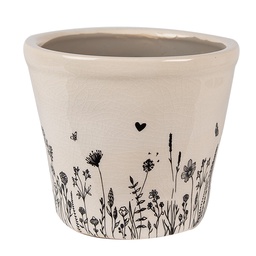[6CEFAF0001S] Flower Pot Inside Beige, Black Ø 12x11 cm