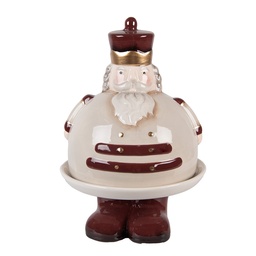 [6CE2254] Plat de décoratif avec couvercle Beige Rouge Ø 17x25 cm