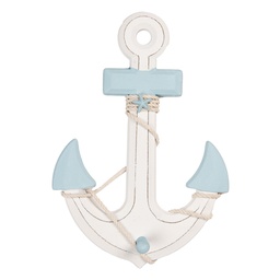 [6H2402] Decoration Anchor White Blue 22x5x33 cm