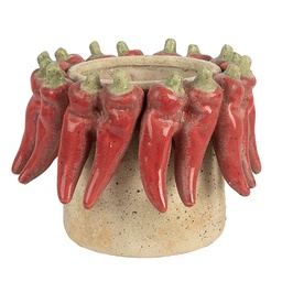 [6TE0579M] Blumentopf für Innen Beige Rot Ø 17x13 cm