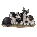 Statua Decorativa Cani Nero, Bianco 33x12x17 cm