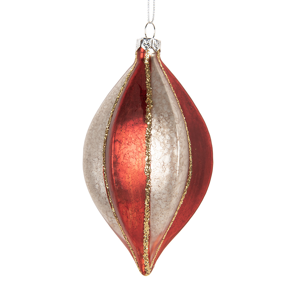 Weihnachtskugel Silberfarbig Rot Ø 7x13 cm