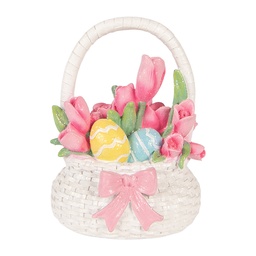 [6PR6071] Panier de décoratif Blanc Rose 14x11x18 cm