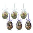 Decorative Hanger Egg (set 6) Multicoloured Ø 7x10 cm