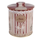 Scatola di Latta Beige Rosso Ø 15x17 cm