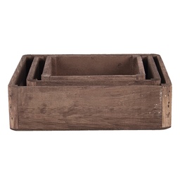 [6H2006] Plateau décoratif (Lot de 3) Marron 24x24x6 / 20x20x6 / 16x16x6 cm