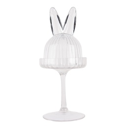 [6GL4929] Cloche en Verre Lapin Transparent Ø 12x29 cm