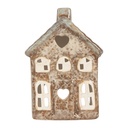 Kerzenhalter Weihnachten Häuschen Beige Grün 9x6x13 cm