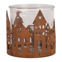 Tealight Holder Christmas Houses Brown Ø 11x10 cm
