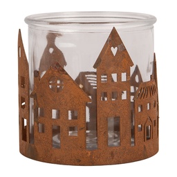 [6Y6127] Porte-lampes de Noël chalets Marron Ø 11x10 cm