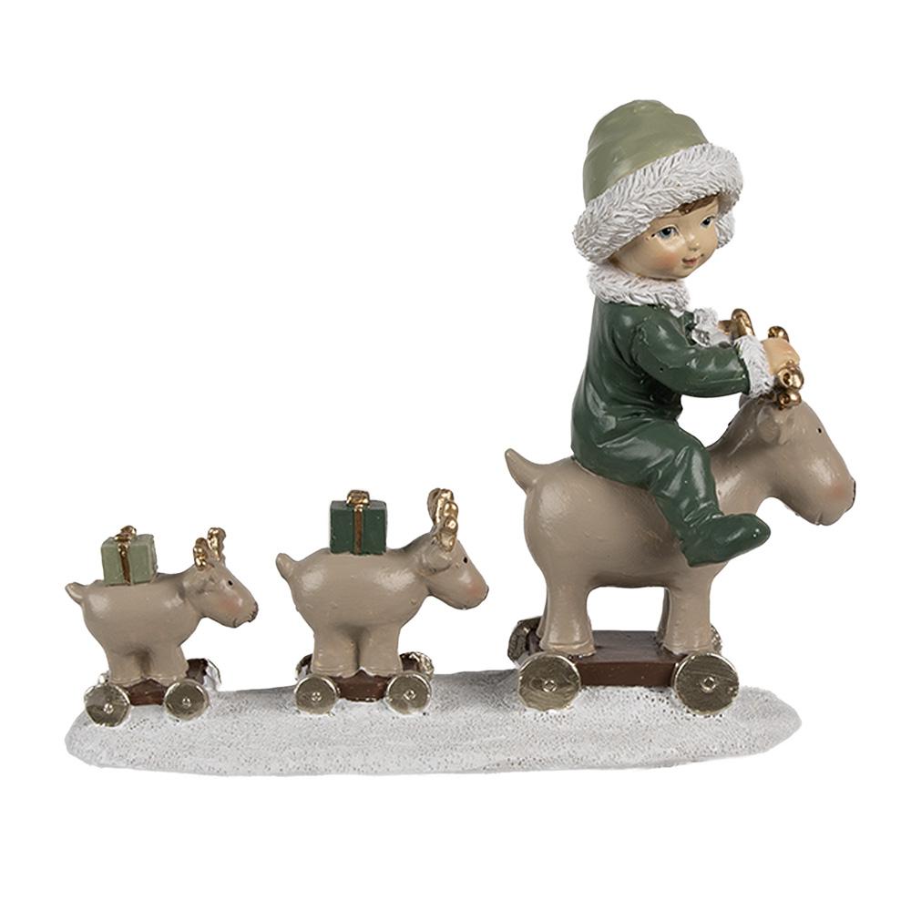 Decoratie kind op hert 17x8x14 cm