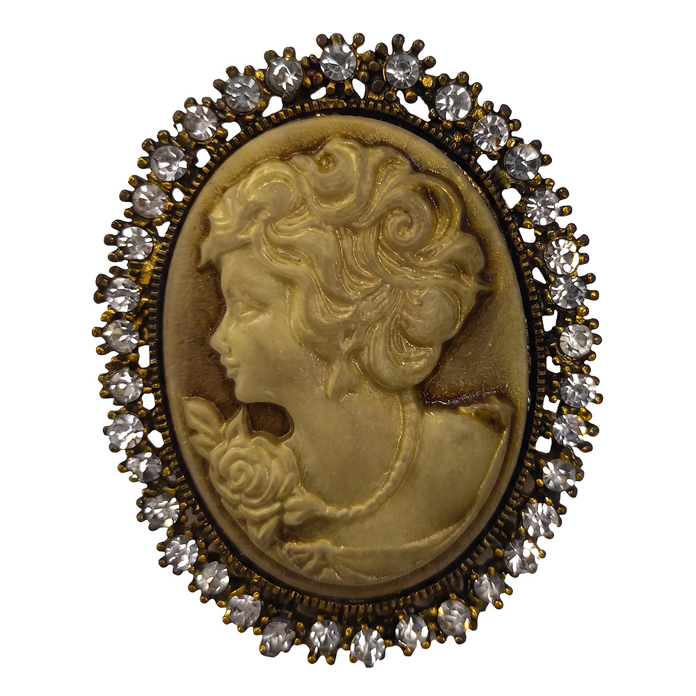 Broche pour femmes Camée Marron