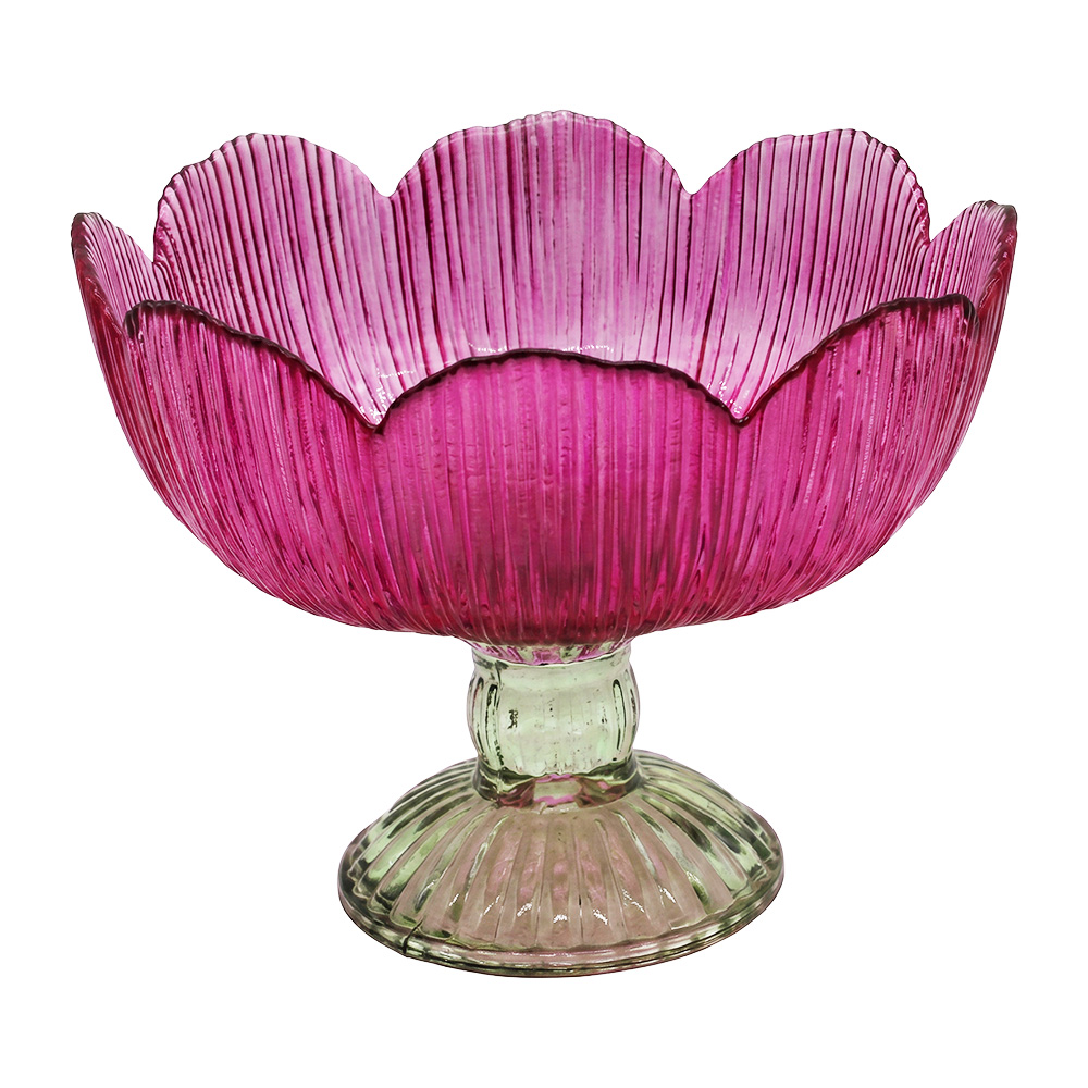 Glas Kerzenhalter Rosa Grün Ø 13x11 cm