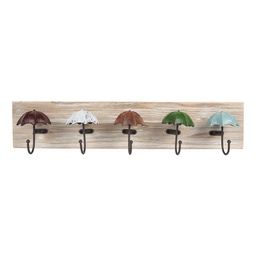 [66264] Wall Coat Rack Brown Beige 60x10x12 cm