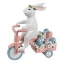 Decorazione Coniglio su bicicletta Bianco Rosa 29x12x31 cm