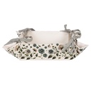 Bread Basket Beige Green 35x35x8 cm