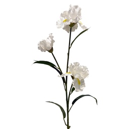 [5PL0328W] Branche décorative avec fleurs Blanc Vert 109 cm