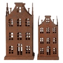 Dekoration Haus (2er set) Braun 14x14x27 / 11x11x23 cm