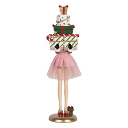 [6PR5769] Decoration Woman Pink White 10x10x36 cm