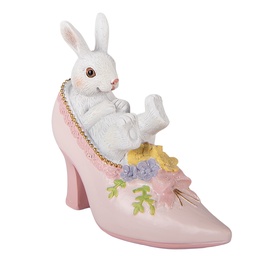 [6PR5979] Decorazione Coniglio in scarpa Bianco Rosa 13x5x12 cm