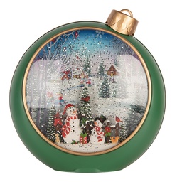 [6PR6174] Palla di neve con LED Verde Color oro 21x9x21 cm / 3xAA