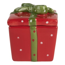 [6CE2149] Barattolo con Coperchio Rosso Verde 9x9x11 cm